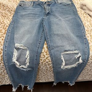 Kancan Medium Wash Distressed Mom Jeans